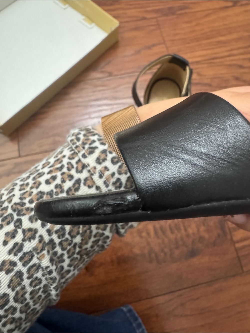 Michael Michael Kors Black Block Heel Sandals with Gold Buckle - Picture 6 of 11